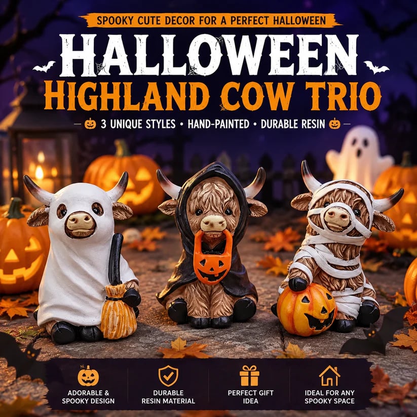 🔥 50% OFF TODAY 🎃 Halloween Highland Cow Resin Figurines