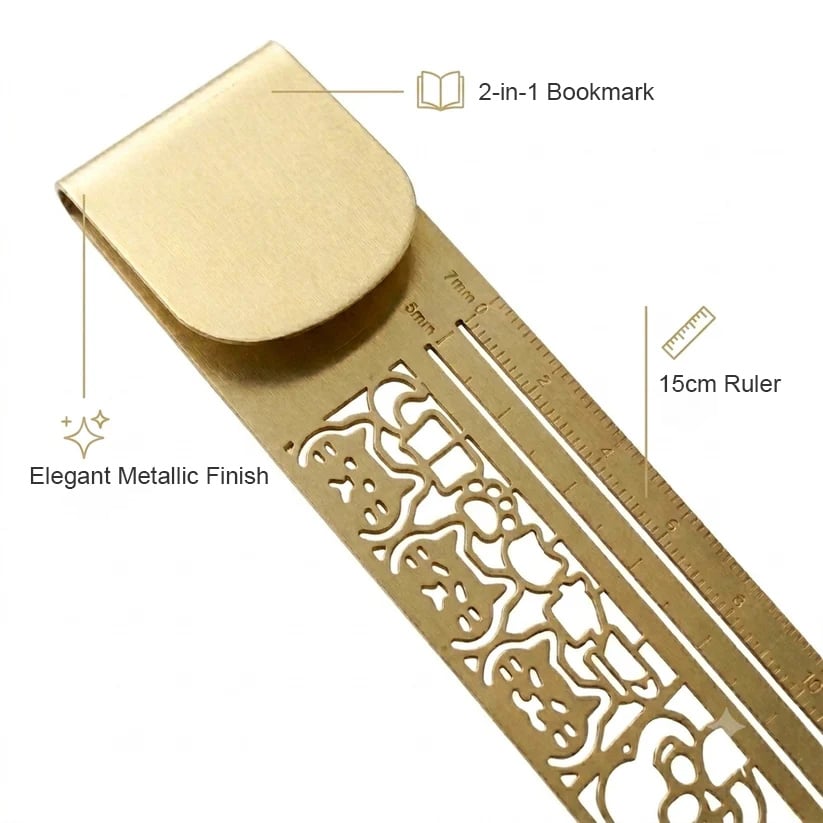 🐱📏Cute Hollow Animal 2-in-1 Metal Bookmark Ruler