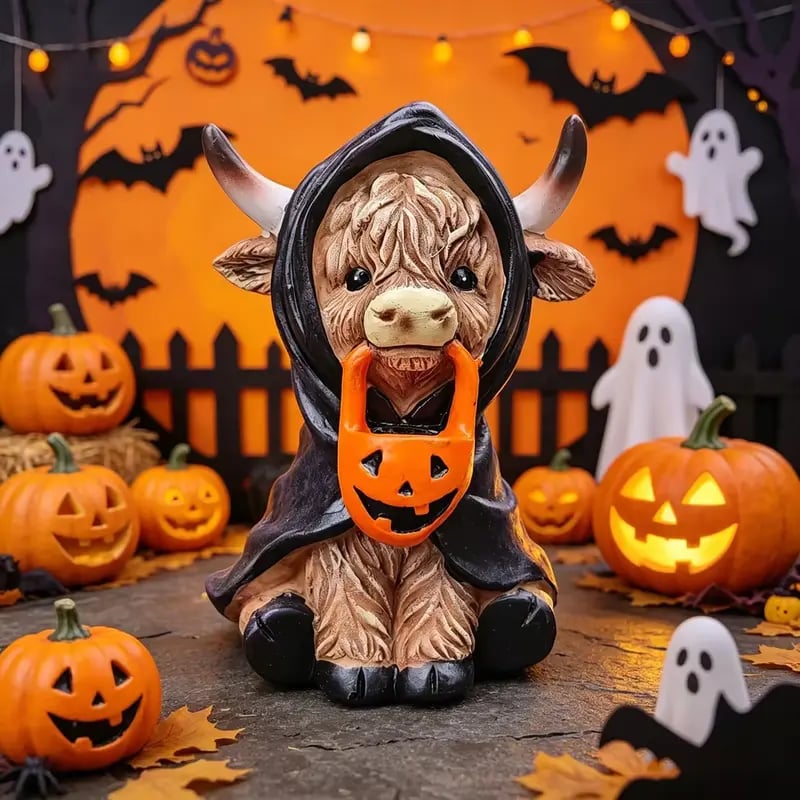 🔥 50% OFF TODAY 🎃 Halloween Highland Cow Resin Figurines